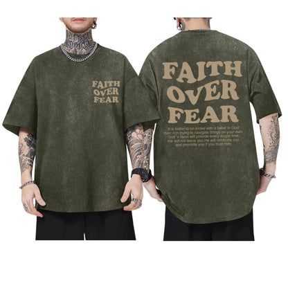 Christian Shirts for Men Faith Over Fear Oversized Tees