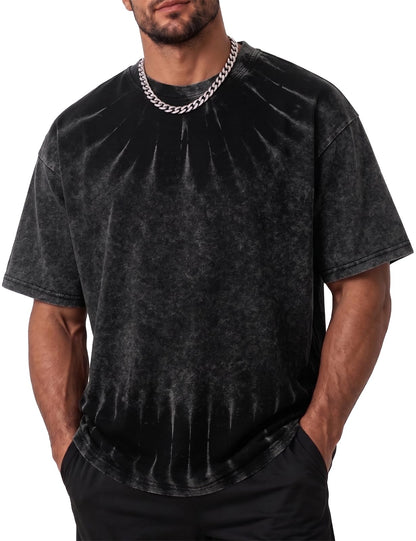 Tie-Dye Cotton T-shirts for Men Oversized Short Sleeve Casual Graphic Tees