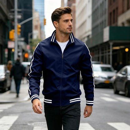 Men Bomber Jacket Windbreaker Lightweight Long Sleeve Zip Up Bomber Cardigan Waterproof Pocket Flight Coat Voyage