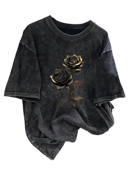 SHENHE Men's Vintage Washed T Shirt Graphic Unisex Tee Short Sleeve Top