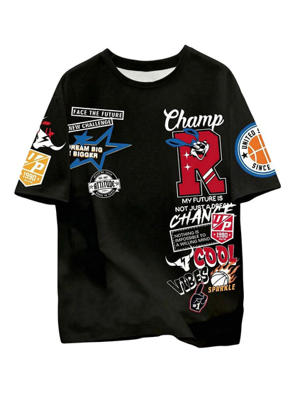 SweatyRocks Men's Graphic Short Sleeve Tee Shirts Casual Oversized Tees