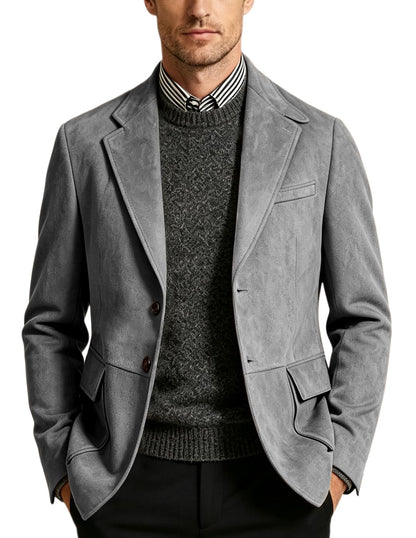 Men Blazers Suede Suits Jackets for Mens Retro Sport Coats Casual Slim Fit