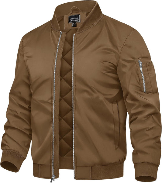 TACVASEN Men's Bomber Jacket Thermal Quilted Winter Coat for Daily Wear