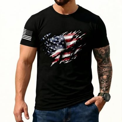 Men's USA Flag T-Shirt, Patriotic Freedom Graphic Tee, us Independence Day tee