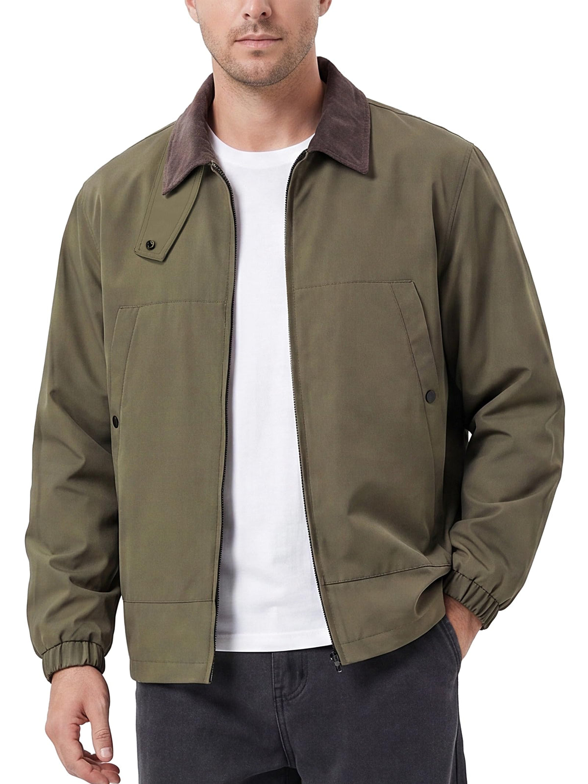 Men's Bomber Jacket, Corduroy Collar Windbreaker