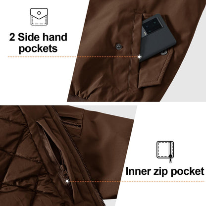 Gopune Men's Bomber Jacket Fall Winter Warm Windbreaker Casual Padded Coats