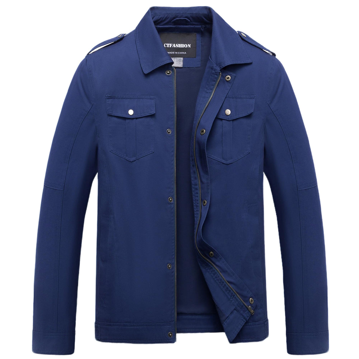 Men's Canvas Military Jacket 100% Cotton Tactical Field Coat Full Zip Multi Pocket Outdoor Work Outerwear