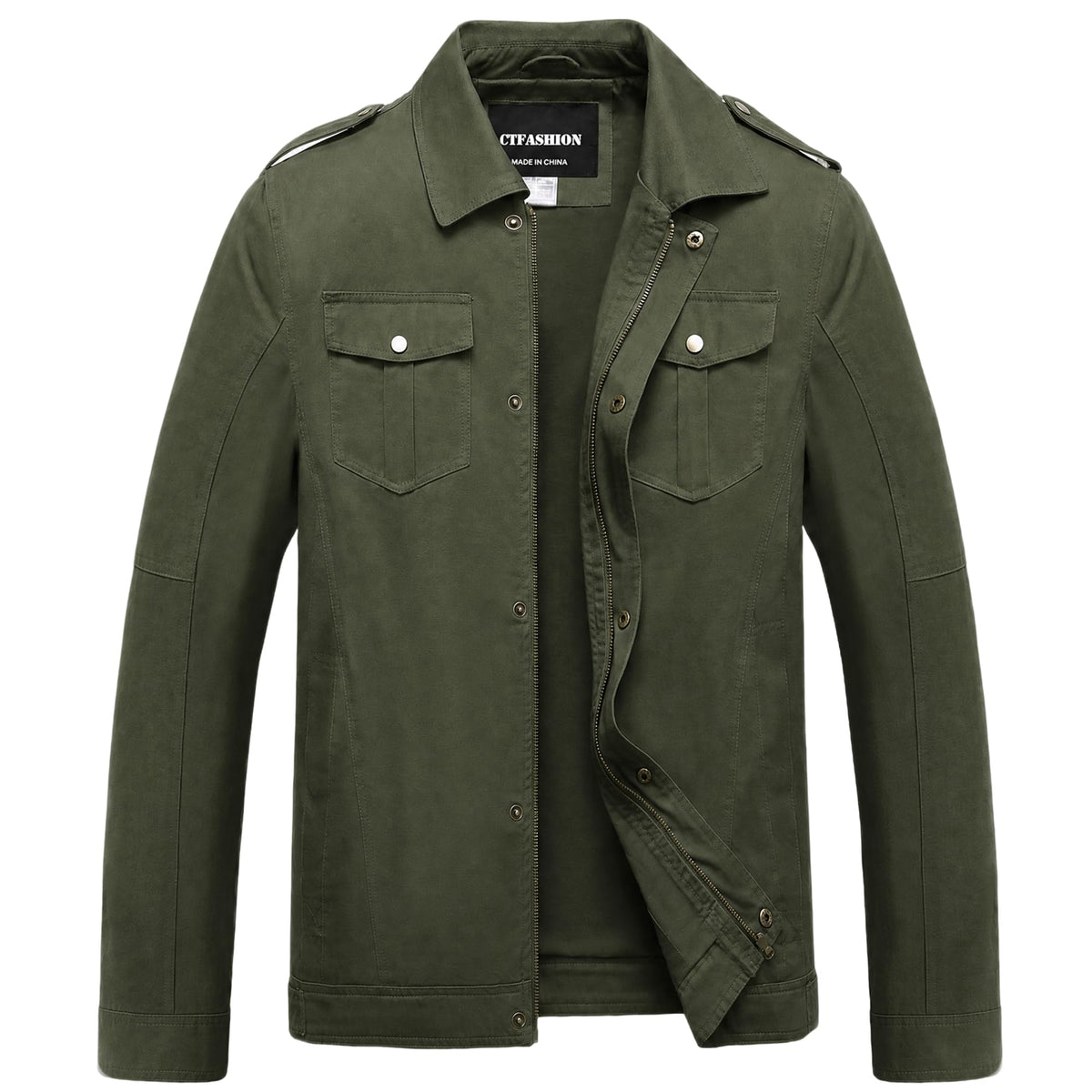 Men's Canvas Military Jacket 100% Cotton Tactical Field Coat Full Zip Multi Pocket Outdoor Work Outerwear