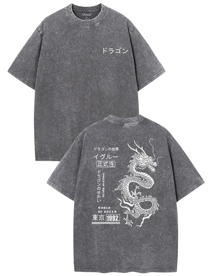 UOUA Men's Graphic Tees Washed Oversized Short Sleeve T-Shirts