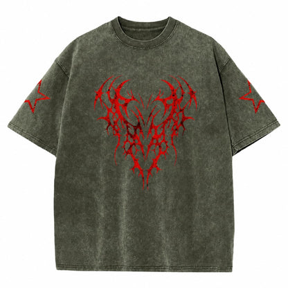 Men Graphic Tees Grunge Goth Punk Oversized Tshirts Emo Scene Gothic Shirts Y2k Streetwear Acid Wash T-Shirt