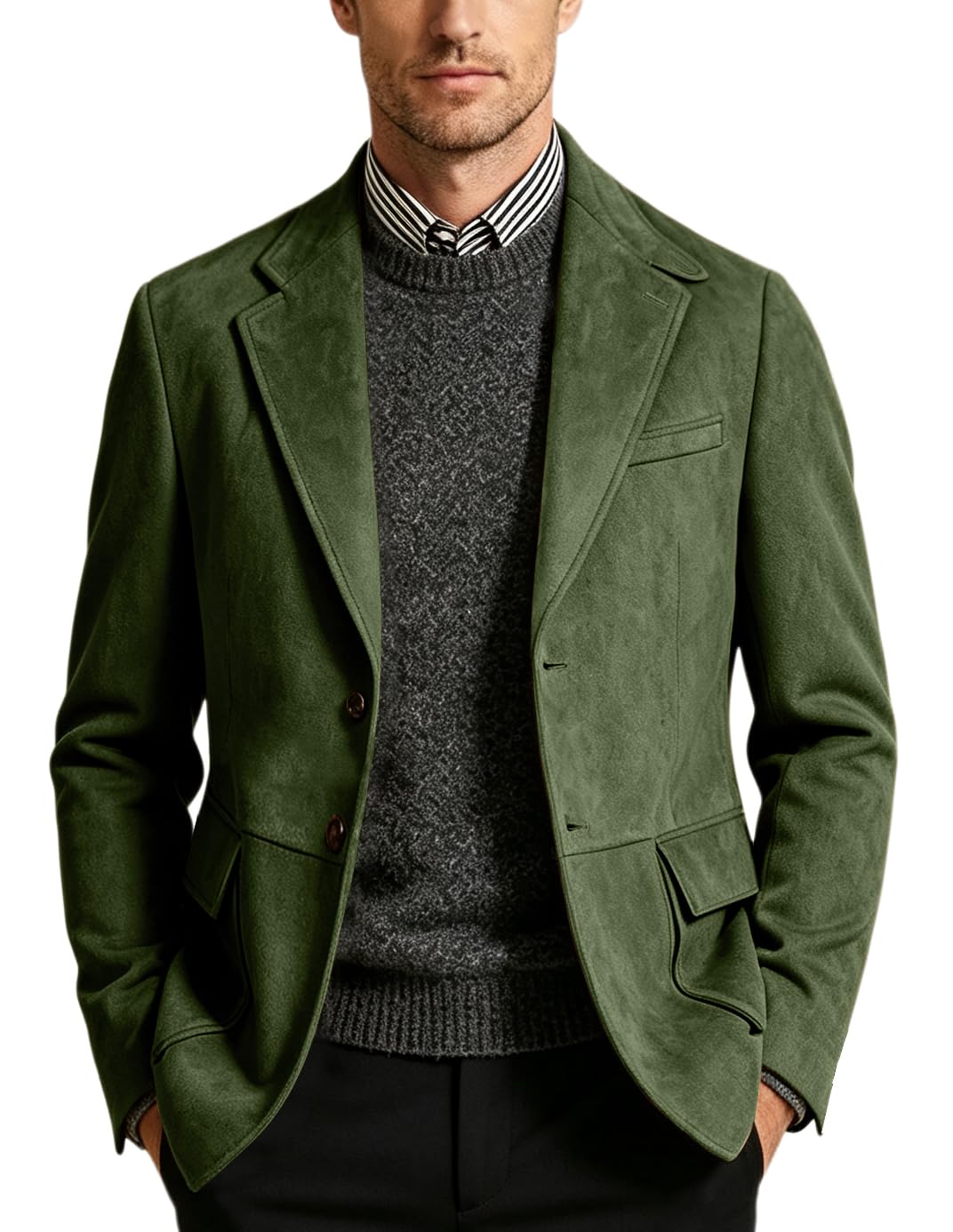 Men Blazers Suede Suits Jackets for Mens Retro Sport Coats Casual Slim Fit