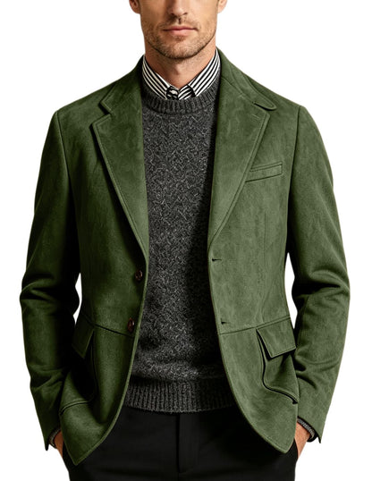 Men Blazers Suede Suits Jackets for Mens Retro Sport Coats Casual Slim Fit
