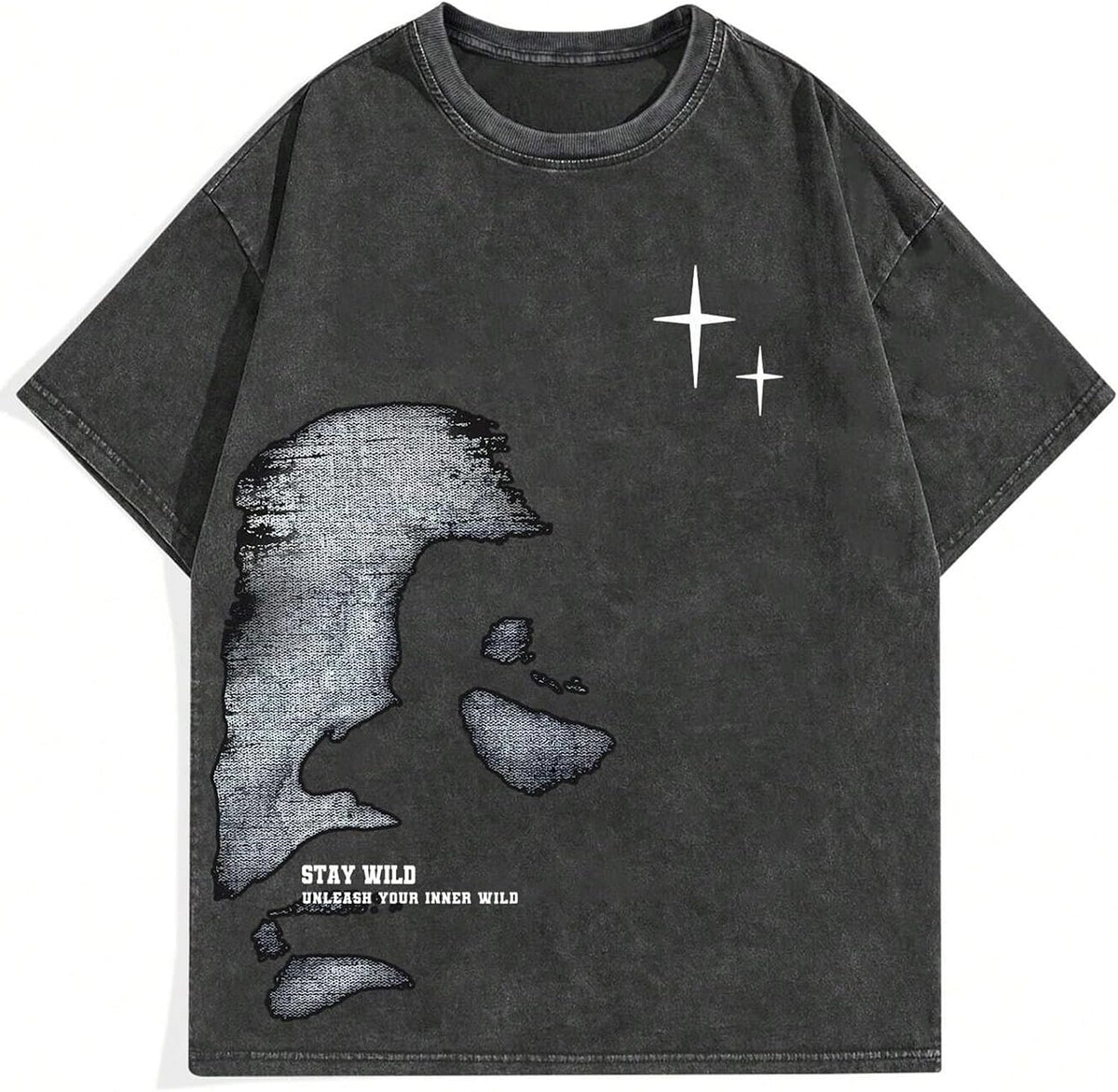 Graphic Tees Men Acid Wash Cotton T-Shirt Y2k Vintage Streetwear