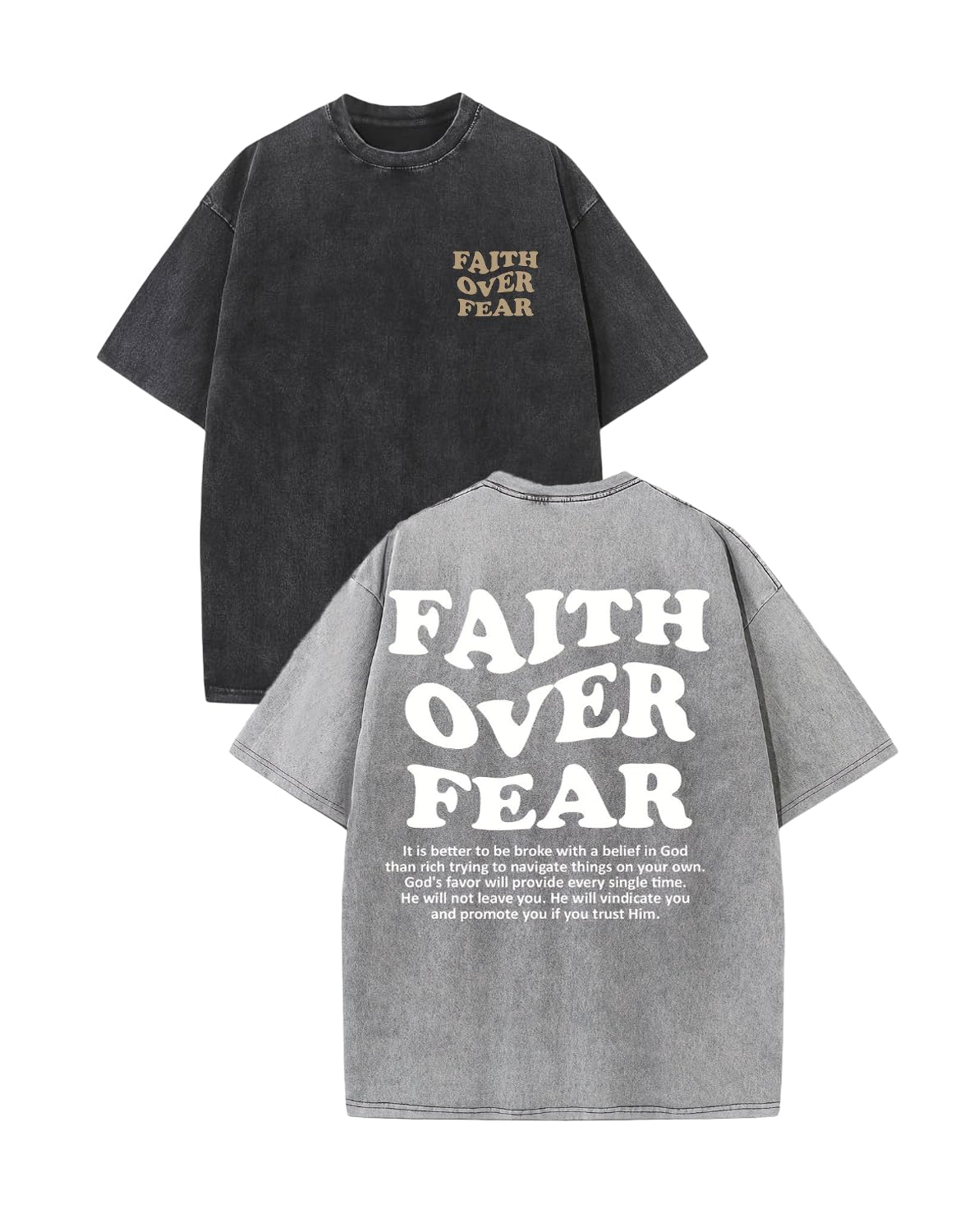 2 Packs Christian T Shirts for Men Oversized Tee Graphic Apparel Acid Washed Baggy Gym Top