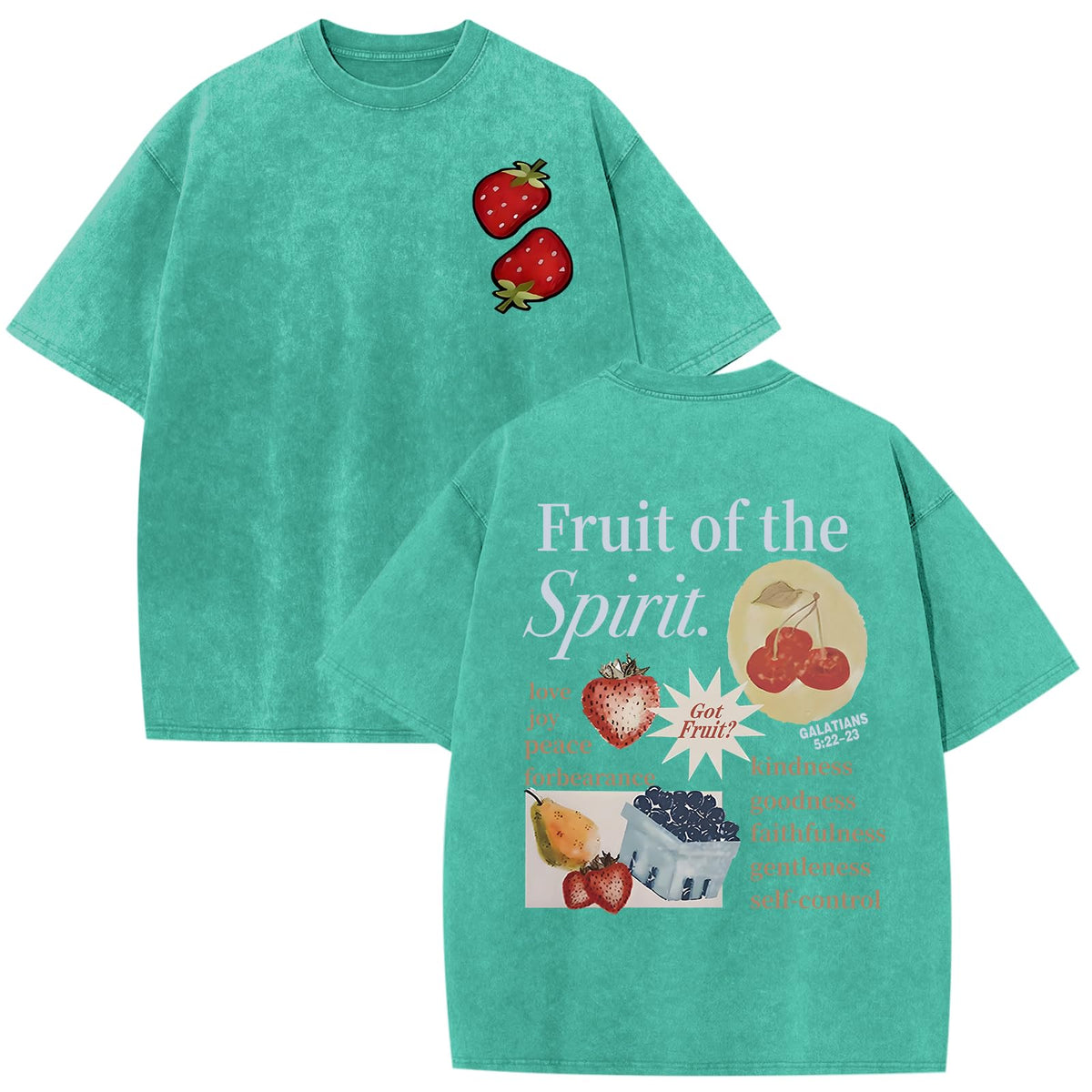 Christian Fruit of The Spirit Shirt for Men Jesus Religious Shirts Oversized Graphic Tees Acid Wash God T-Shirt Tops
