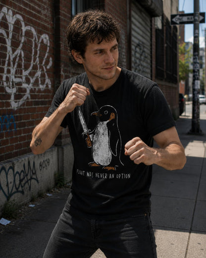Mens Funny T Shirts FLT was Never an Option Penguin Tee