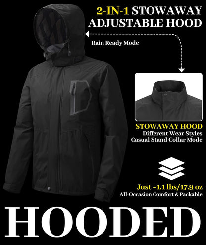 SWISSWELL Mens lined Rain Jacket Waterproof Windbreaker Breathable Raincoat
