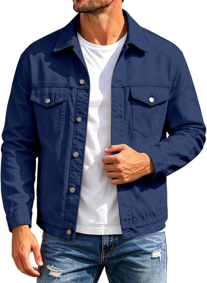 Mens Jacket Button Down Collared Lightweight Outdoor Sport Coat with Pocket