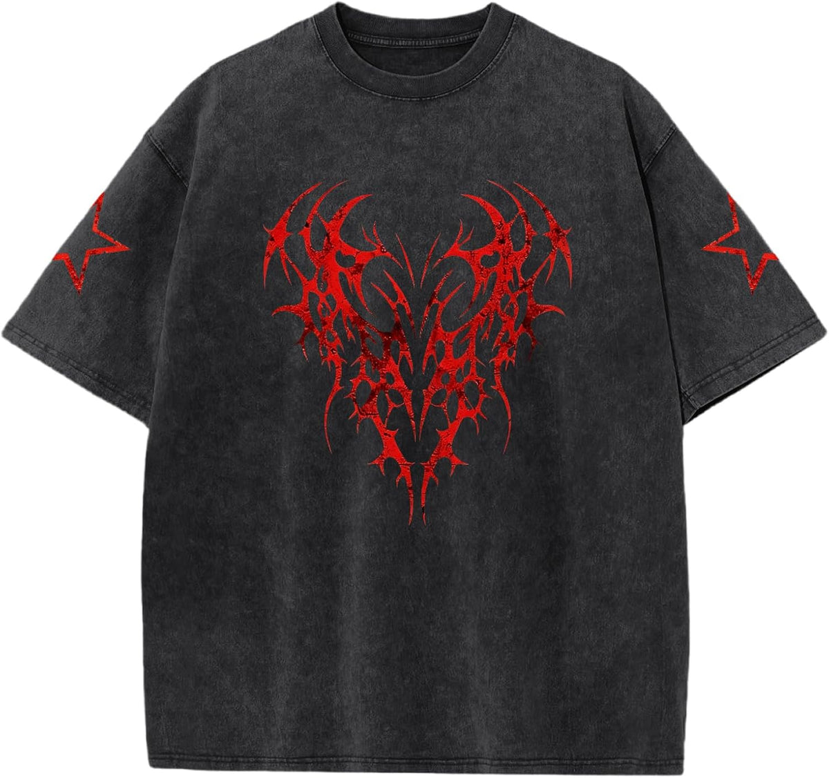 Men Graphic Tees Grunge Goth Punk Oversized Tshirts Emo Scene Gothic Shirts Y2k Streetwear Acid Wash T-Shirt
