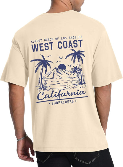 Aiyino Mens West Coast T-Shirt California Palm Tree Summer Graphic Tee