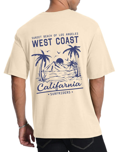 Aiyino Mens West Coast T-Shirt California Palm Tree Summer Graphic Tee