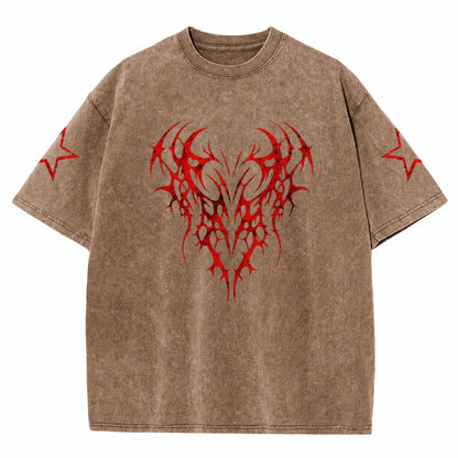 Men Graphic Tees Grunge Goth Punk Oversized Tshirts Emo Scene Gothic Shirts Y2k Streetwear Acid Wash T-Shirt