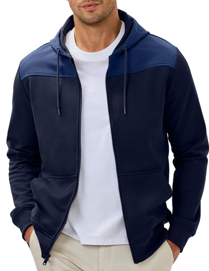 JMIERR Men's Colorblock Zip Hoodie Lightweight Jacket