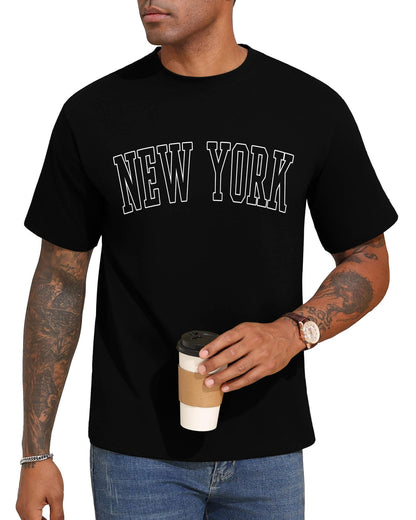 Aiyino Men's New York Tee – Varsity Graphic 100% Cotton Casual Top