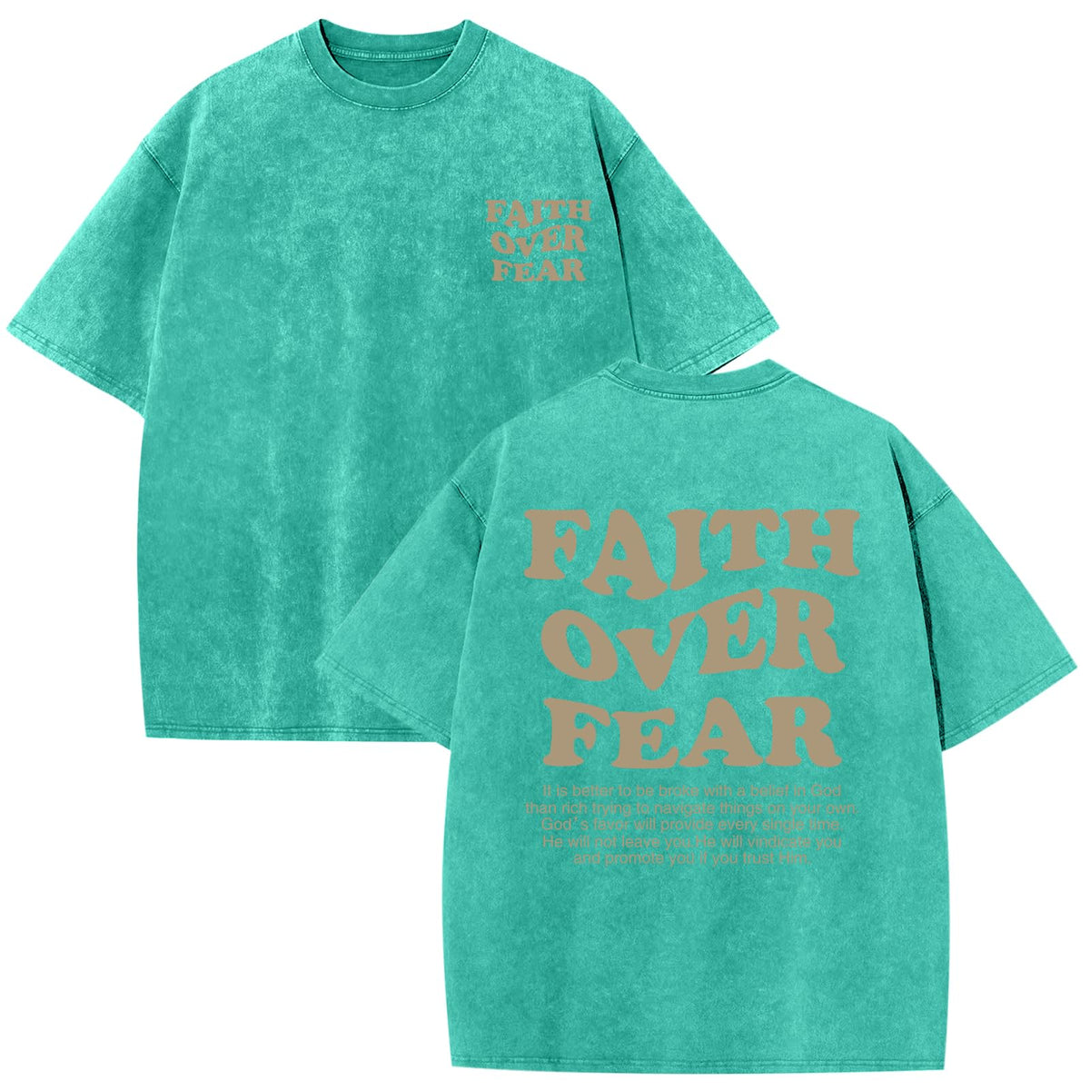 Christian Shirts for Men Faith Over Fear Oversized Tees