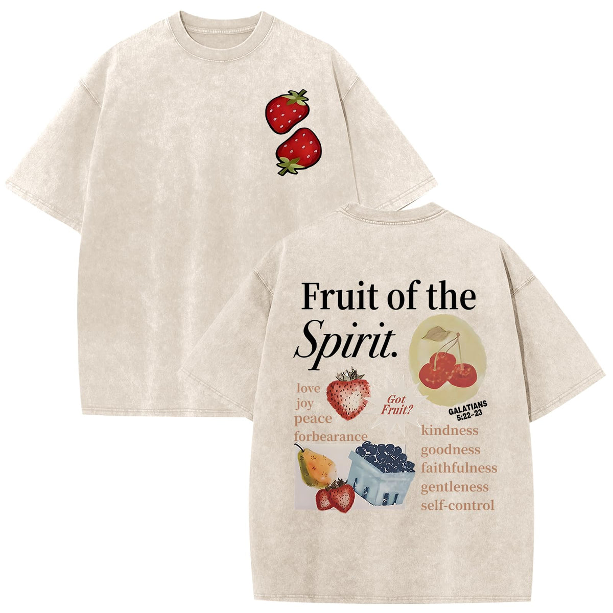 Christian Fruit of The Spirit Shirt for Men Jesus Religious Shirts Oversized Graphic Tees Acid Wash God T-Shirt Tops