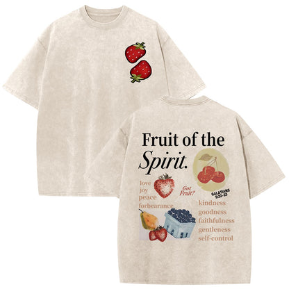 Christian Fruit of The Spirit Shirt for Men Jesus Religious Shirts Oversized Graphic Tees Acid Wash God T-Shirt Tops
