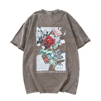 Mens Washed T Shirt Distressed Graphic Tees Oversized Short Sleeve Tops Shirts