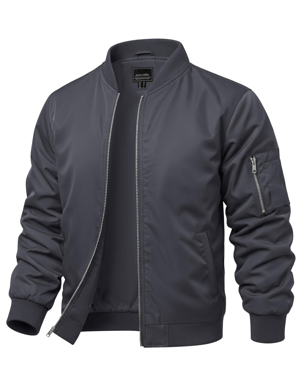 CRYSULLY Mens Lightweight Bomber Jacket Full Zip Spring Fall Casual Coat