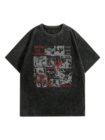 VIPWOLF Men's Graphic Vinatge Oversized Short Sleeve Tee Shirt