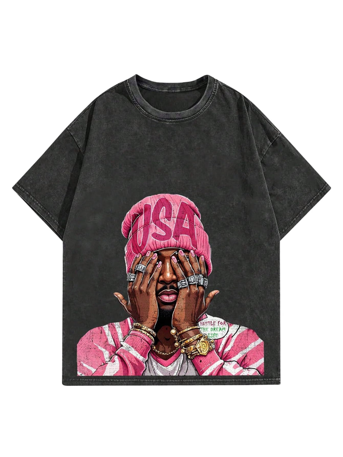 VIPWOLF Men's Graphic Vinatge Oversized Short Sleeve Tee Shirt