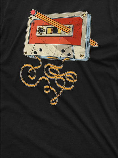 Men's Funny Cassette and Pencil T-Shirt 80s 90s Born millennials tee Shirt