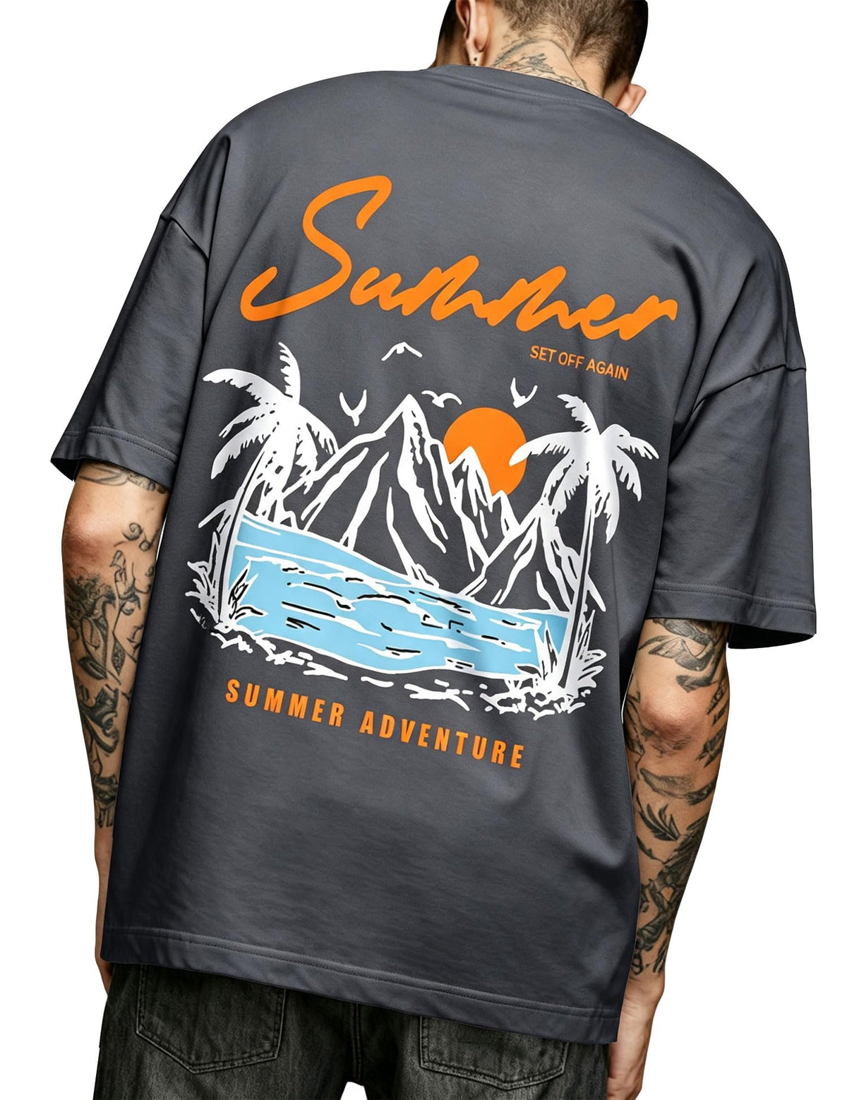 Men's Oversized Graphic Tee Y2k Graffiti Print Short Sleeve Summer Casual Rapper Streetwear T-Shirt