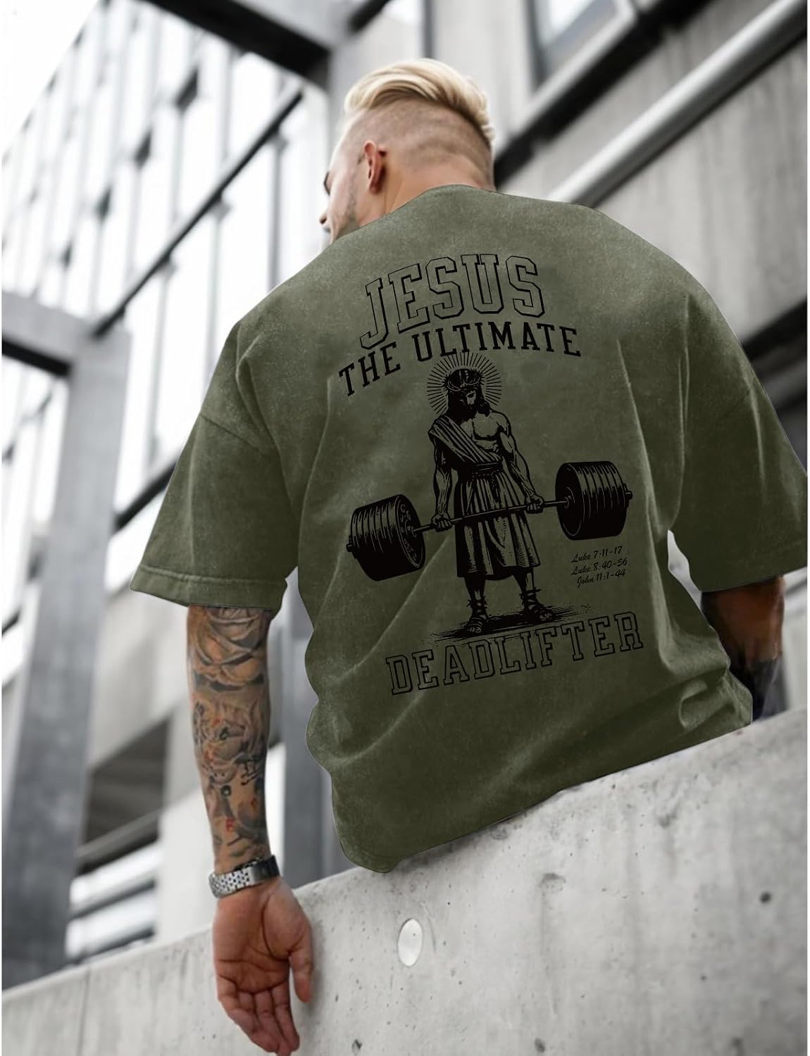 Mens Oversized Christian Shirts Jesus Faith Shirt Funny Gym Graphic Tees God Religious Bible Verse Acid Wash Tshirts