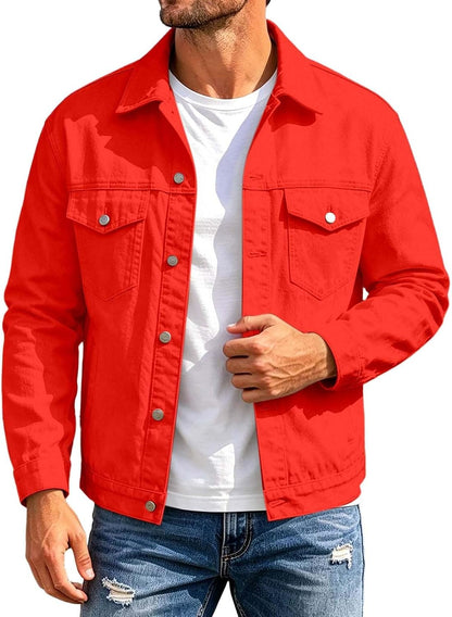 Mens Jacket Button Down Collared Lightweight Outdoor Sport Coat with Pocket