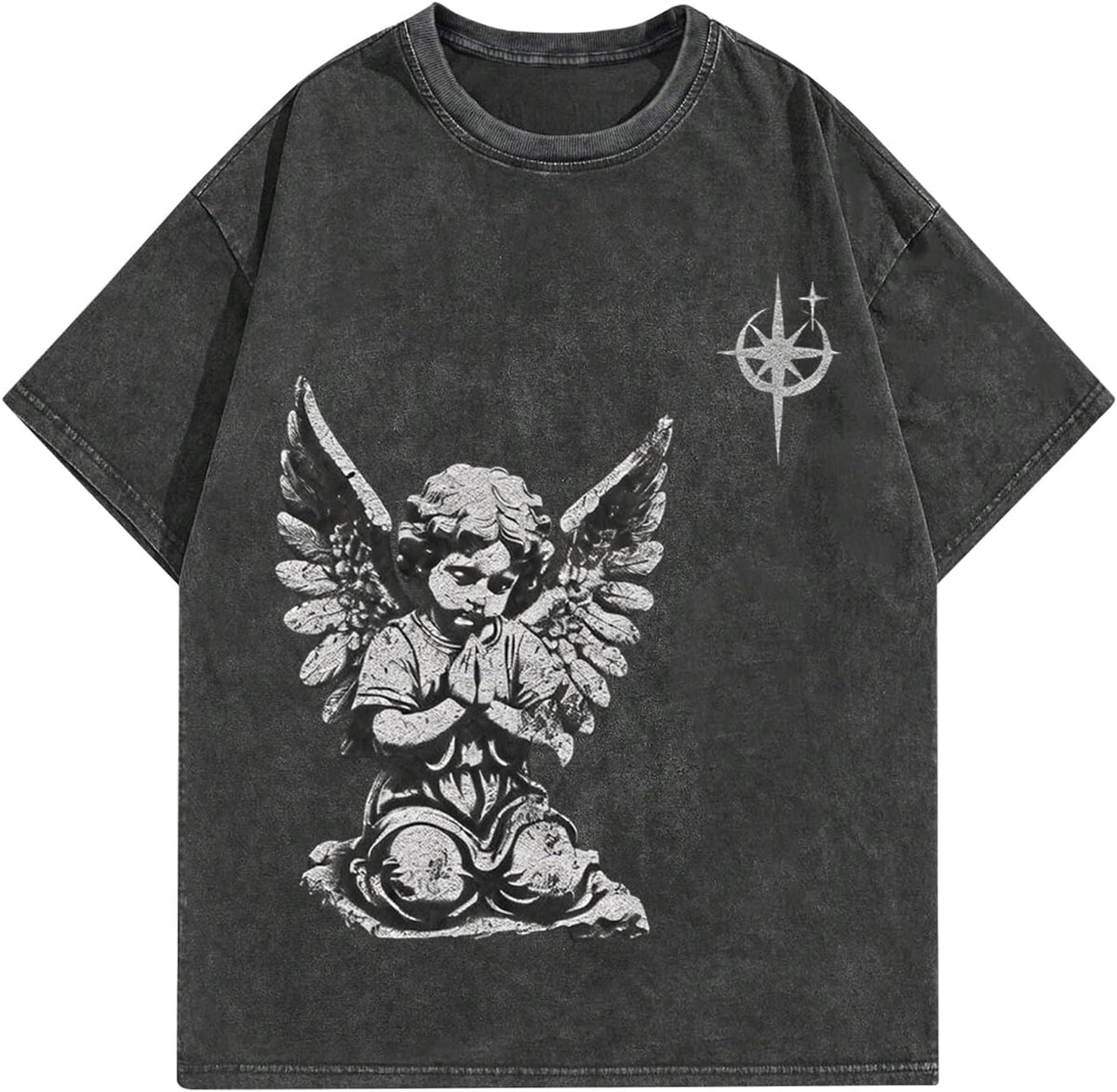 Graphic Tees Men Acid Washed Y2K Gothic Vintage Streetwear Cotton T-Shirt