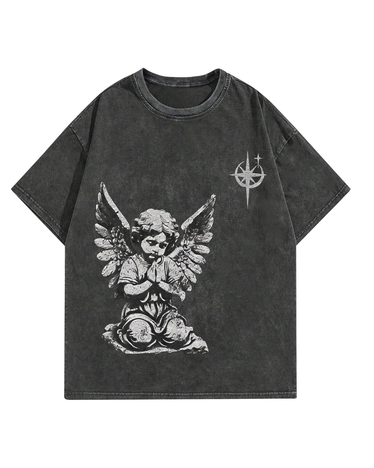 Graphic Tees Men Acid Washed Y2K Gothic Vintage Streetwear Cotton T-Shirt