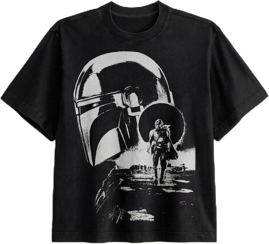 Star Wars Men's Star Wars the Mandalorian and Grogu Officially Licensed Boxy Graphic T-Shirt for Men, Din Djarin, S-XXL