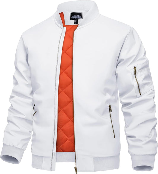 KEFITEVD Men's Bomber Jackets Fall Winter Warm Windbreaker Casual Coats