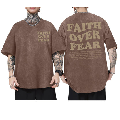 Christian Shirts for Men Faith Over Fear Oversized Tees