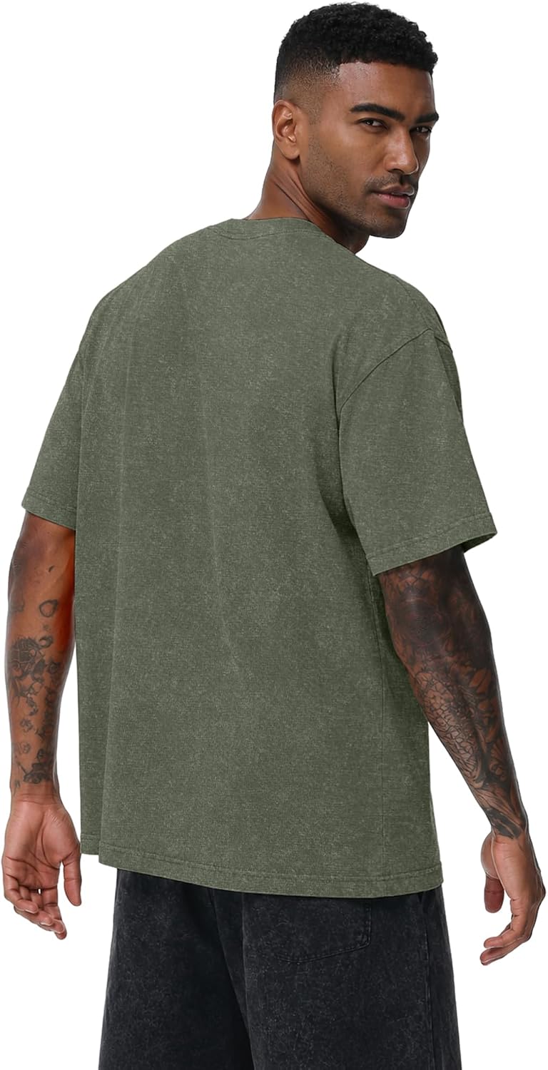 Aiyino Mens Oversized T Shirt Acid Wash Vintage Graphic Tee