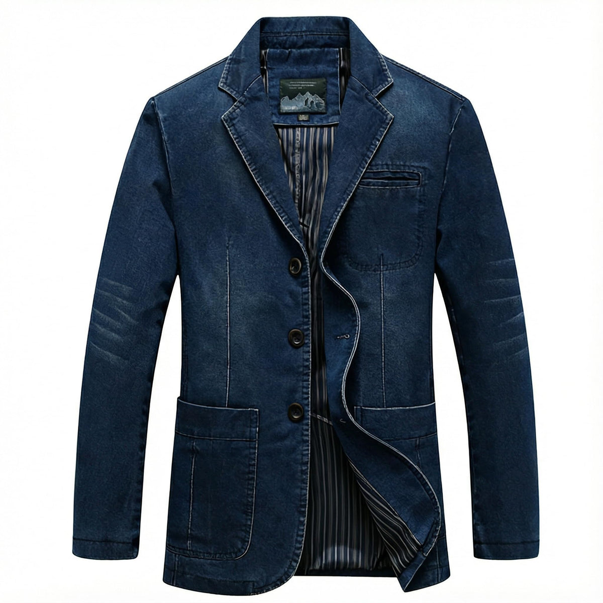 Men's Blazer Cotton Suit Sport Coat Classic Denim Casual Busniess Jacket