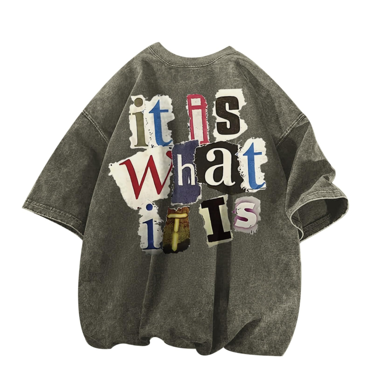 Men's Graphic Tees Funny Letter Print Vintage Oversize T Shirts Acid Wash Shirt Streetwear Rapper Casual Tee Top