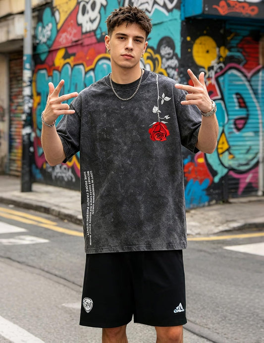 Mens Graphic Tees Oversized Creative Graffiti Short Sleeve Shirts Summer Casual Rapper Streetwear Y2k Tops Tshirt
