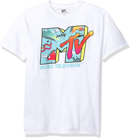 MTV Men’s Retro Logo T-Shirt - Officially Licensed Short Sleeve Graphic Tee, Adult Unisex Fit
