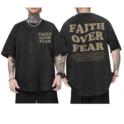 Christian Shirts for Men Faith Over Fear Oversized Tees